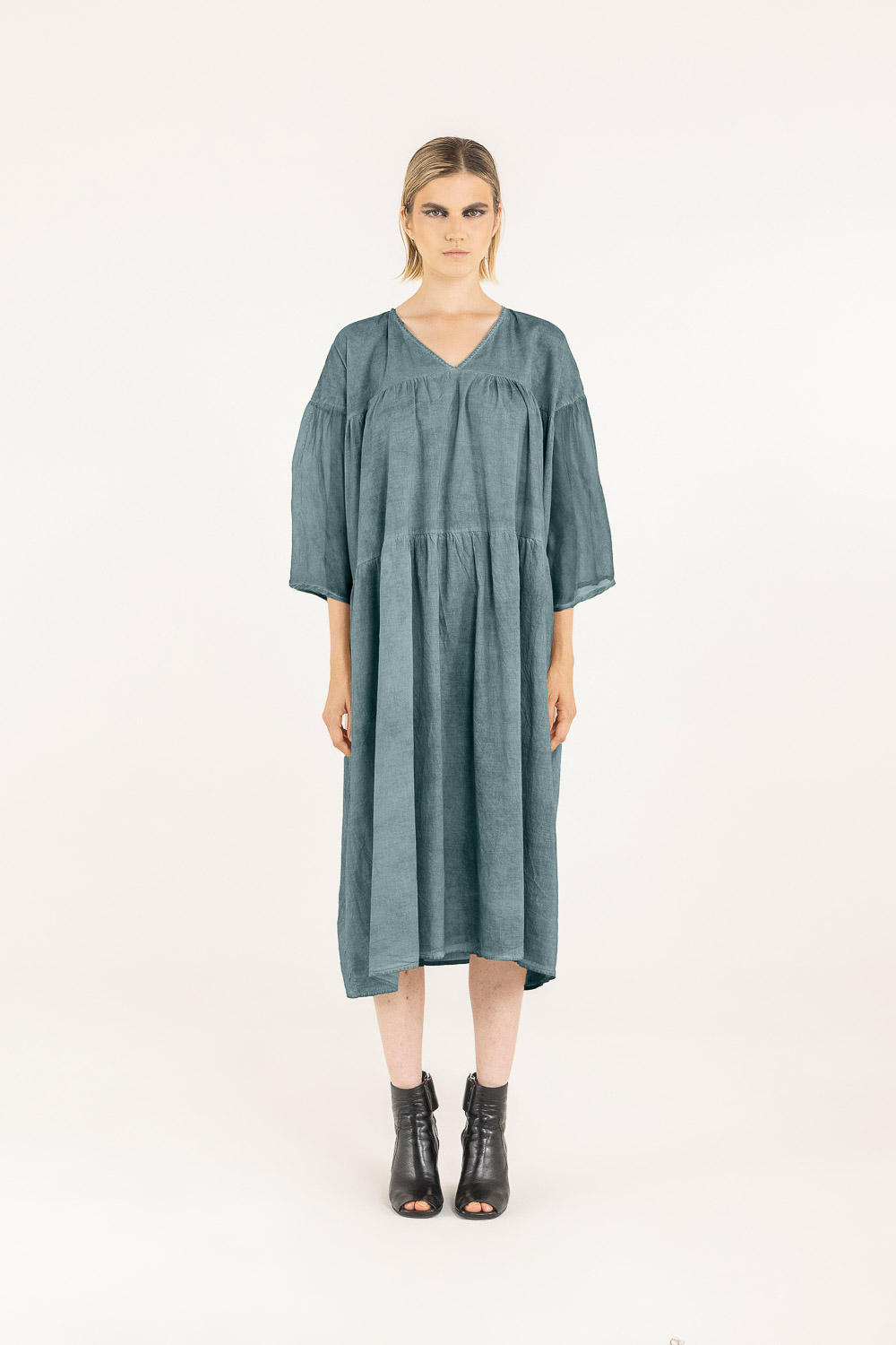 Sanctamuerte Abiti Maxi Abito Maxikleid Rüschen Baumwolle