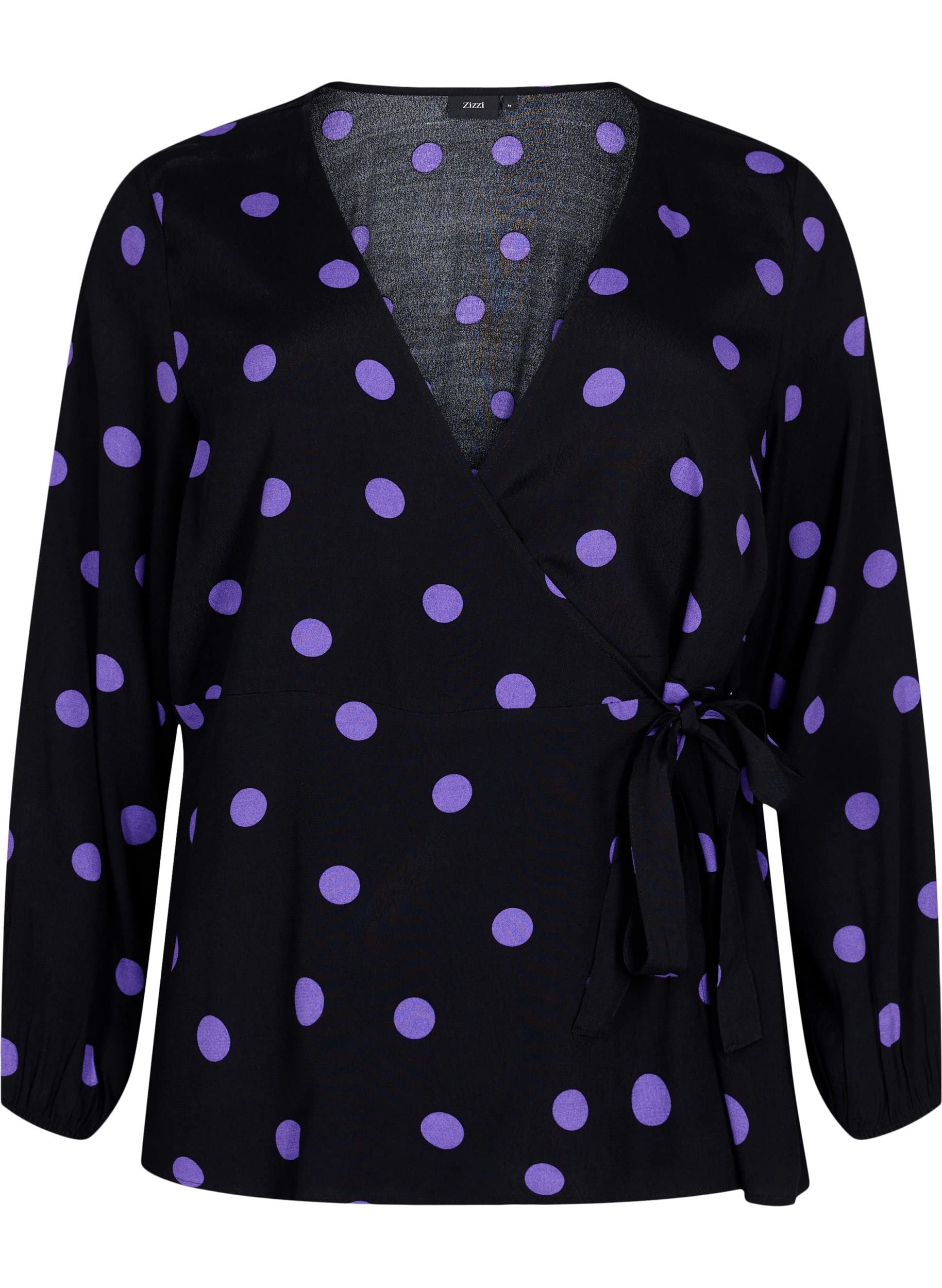Zizzi Wickelbluse Damen V-Ausschnitt Punkte Viskose