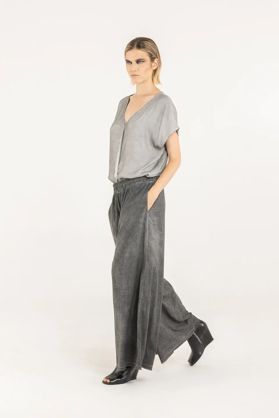 Sanctamuerte Pantaloni Palazzo Hose Baumwolle Seide