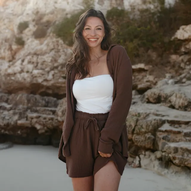 NORDLICHT Leja Musselin Shorts Braun Bio-Baumwolle