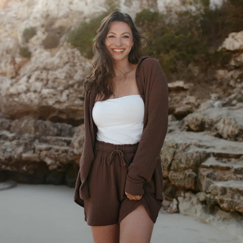 NORDLICHT Leja Musselin Shorts Braun Bio-Baumwolle