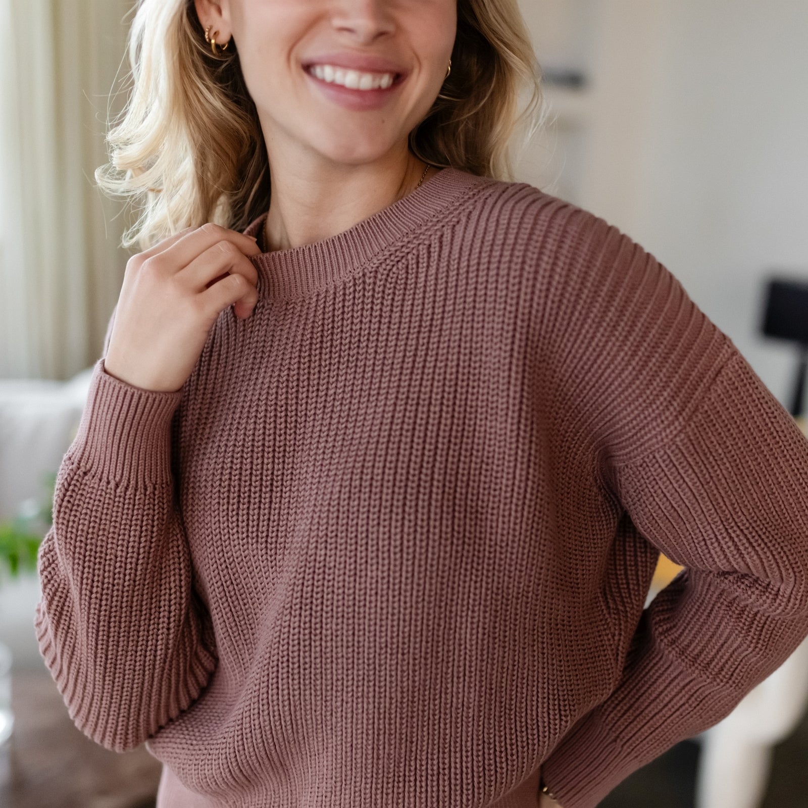 Nordlicht Mara Grobstrick Pullover Altrosa Bio-Baumwolle