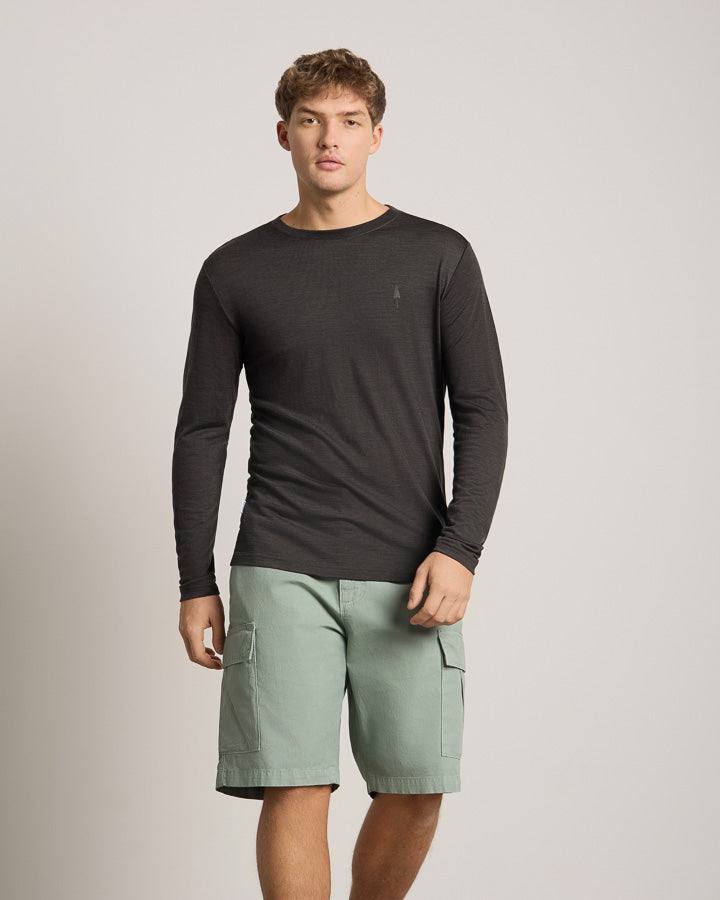 NIKIN TreeShirt Longsleeve Wool Slim Anthrazit Mel