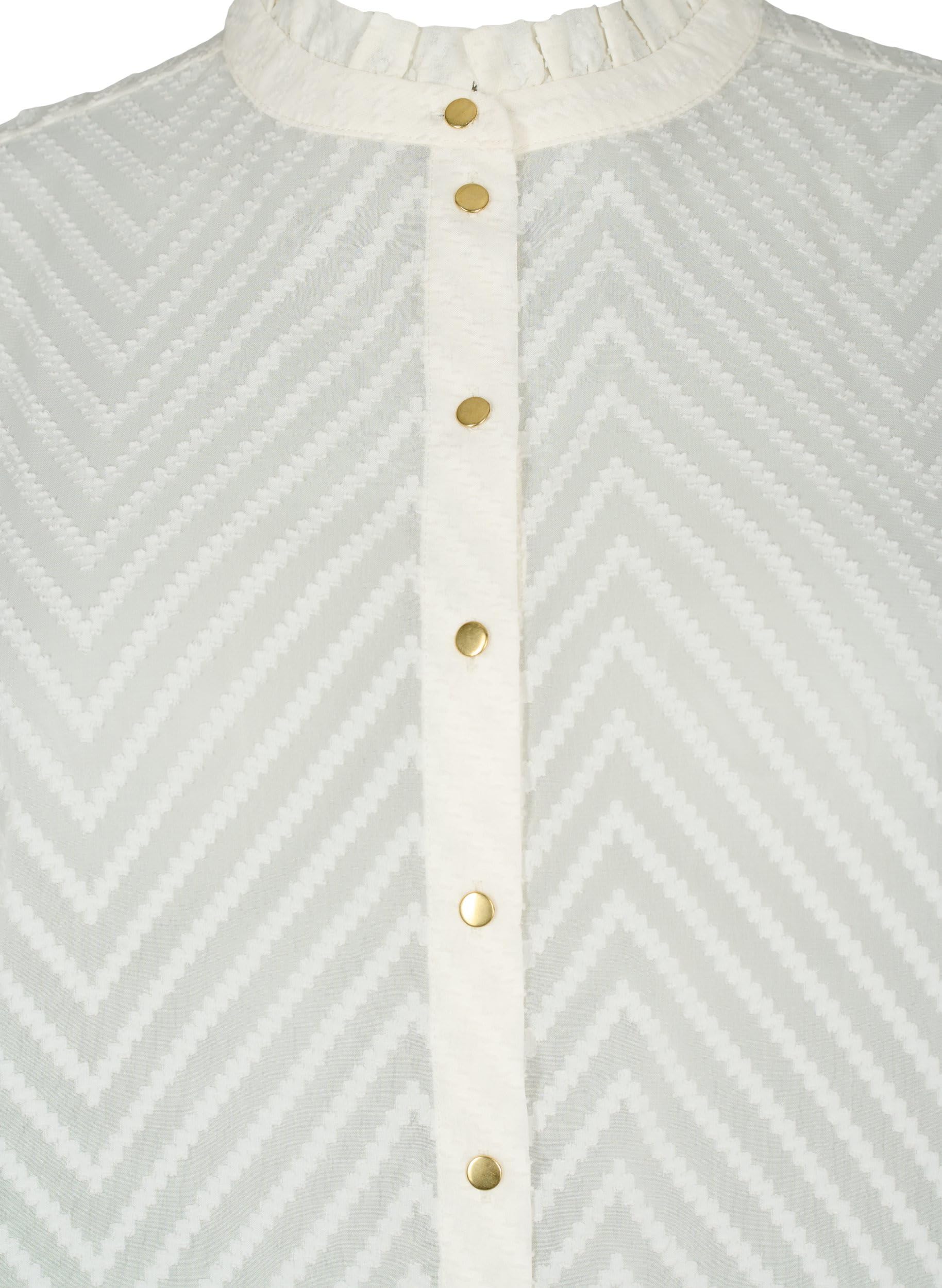 Zizzi Hemdbluse Langarm Rüschen Bluse Große Größen transparent