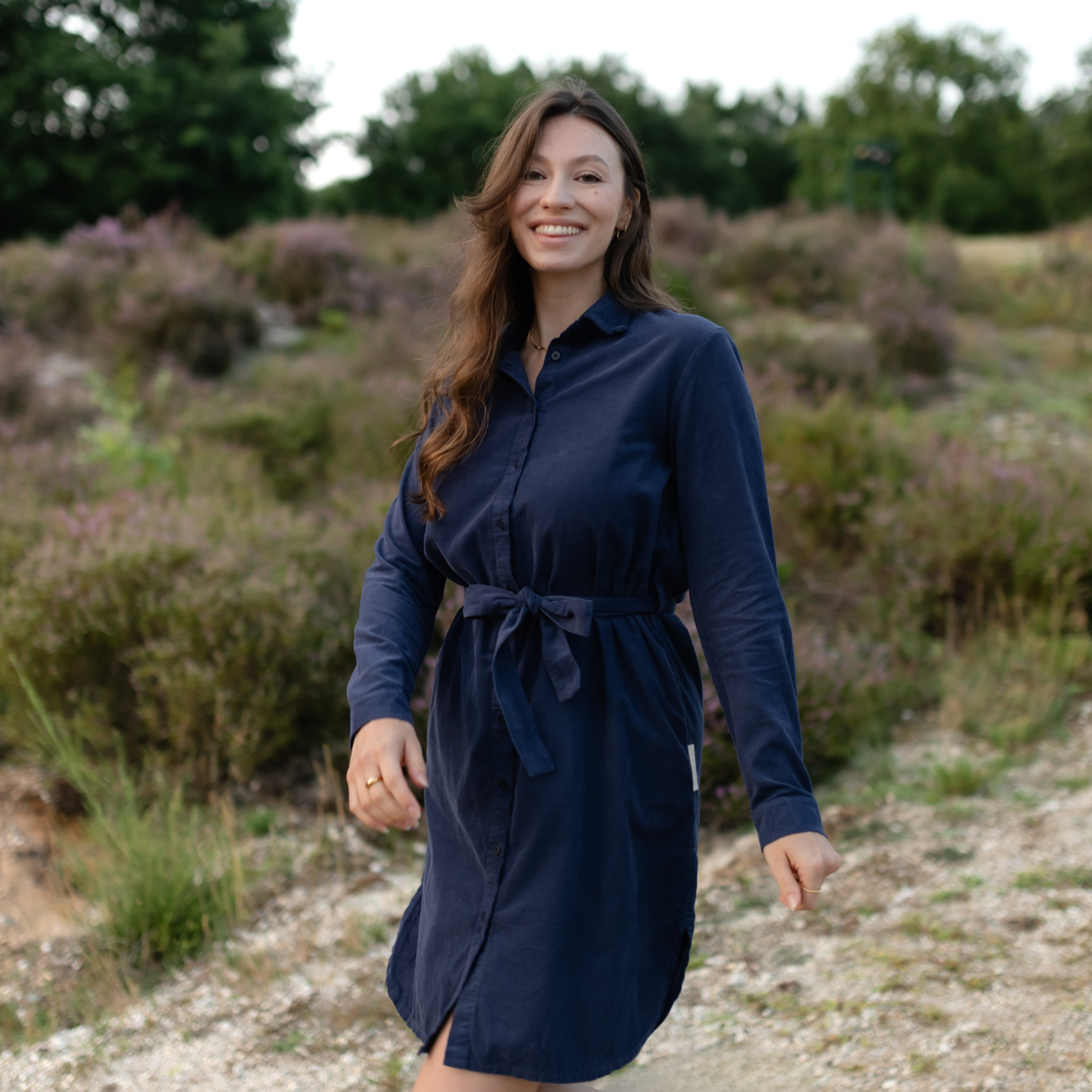 NORDLICHT Enna Cord Kleid Blau Bio-Baumwolle
