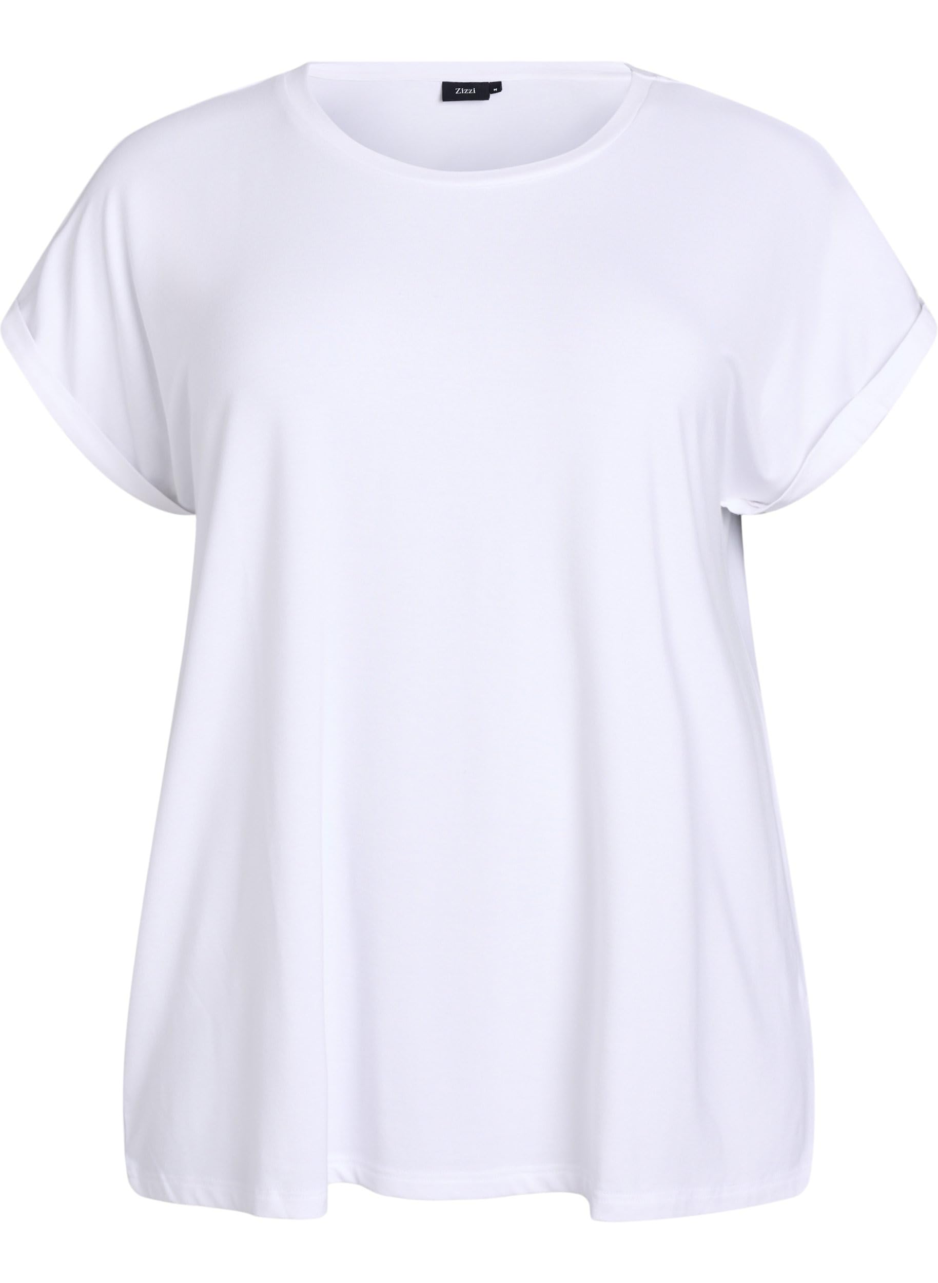 Zizzi T-Shirt Rundhals Viskose Bright White 54-56 Große Größen