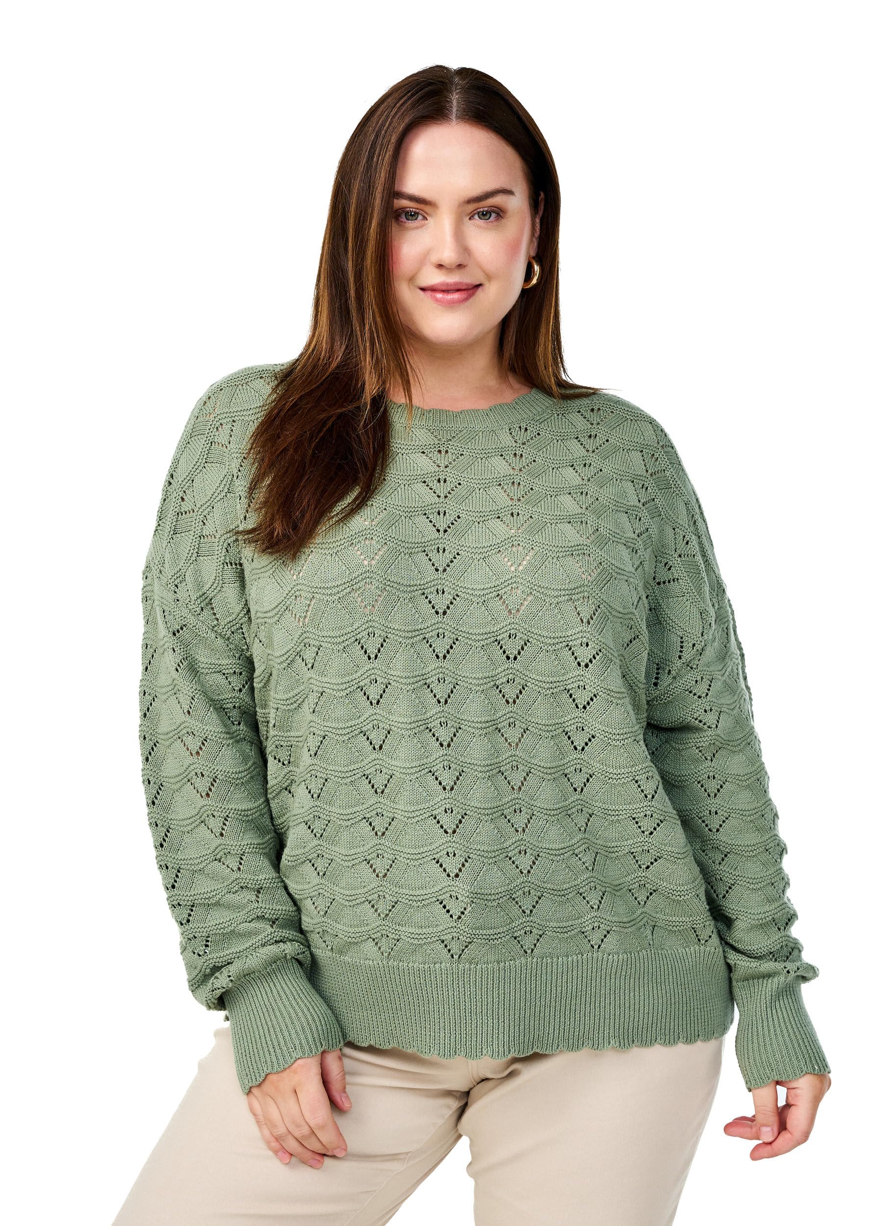 Zizzi Strickbluse Baumwollmix Desert Taupe Gr.50-52