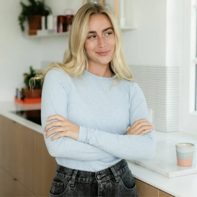 NORDLICHT Lica Ripp Langarmshirt Hellblau Bio-Baumwolle