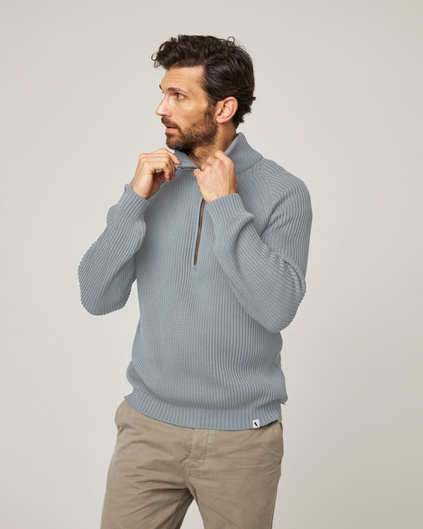 Peregrine Felix Quarter Zip Pullover Navy M Baumwolle