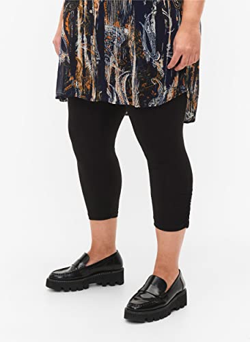 Zizzi 3/4 Leggings Viskose Stretch Rüsche Gr 46-48