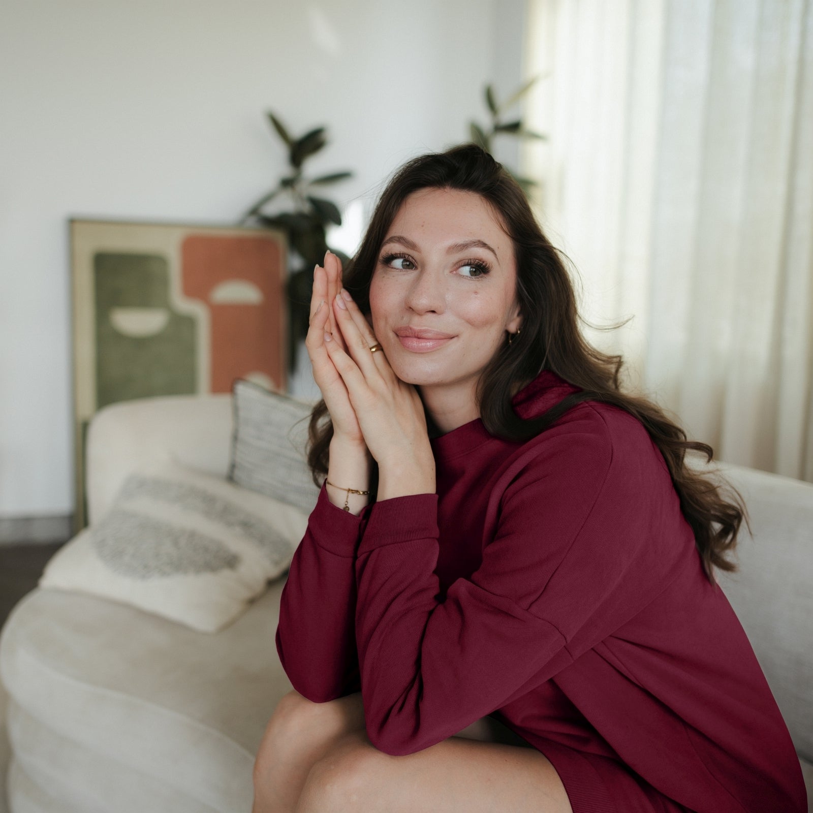 NORDLICHT Malin Sweat Kleid Rot Bio-Baumwolle