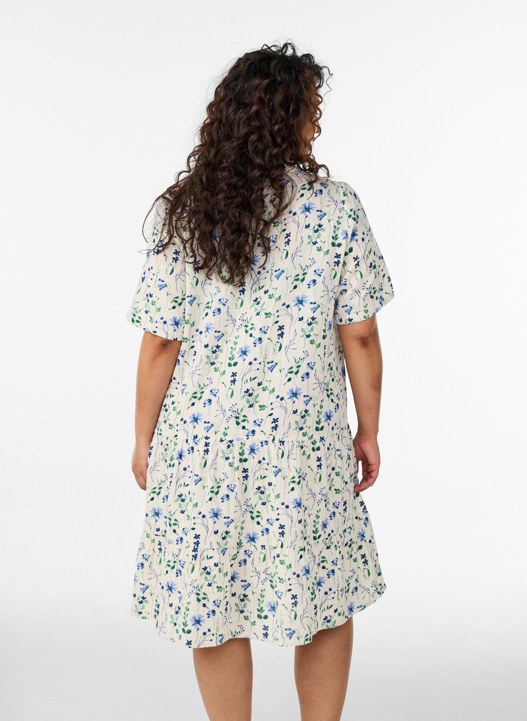 Zizzi Musselin Kleid V-Ausschnitt Schwarz 46-48 Baumwolle