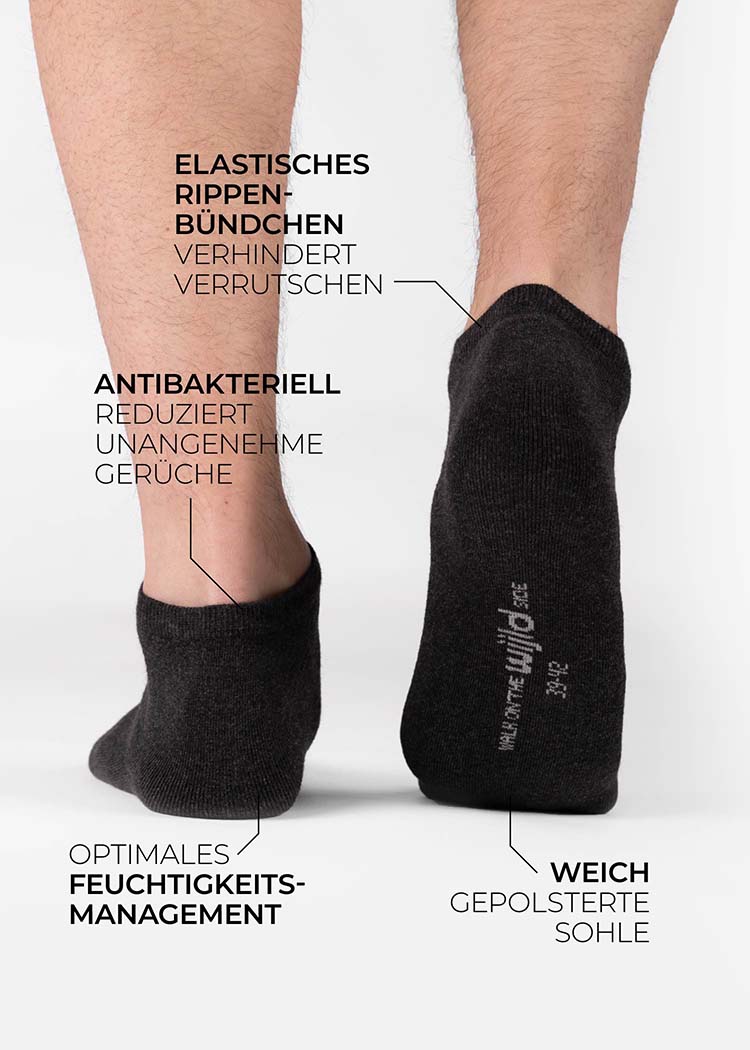 Wijld Woodsocks Sneakersocken Anthrazit Lyocell