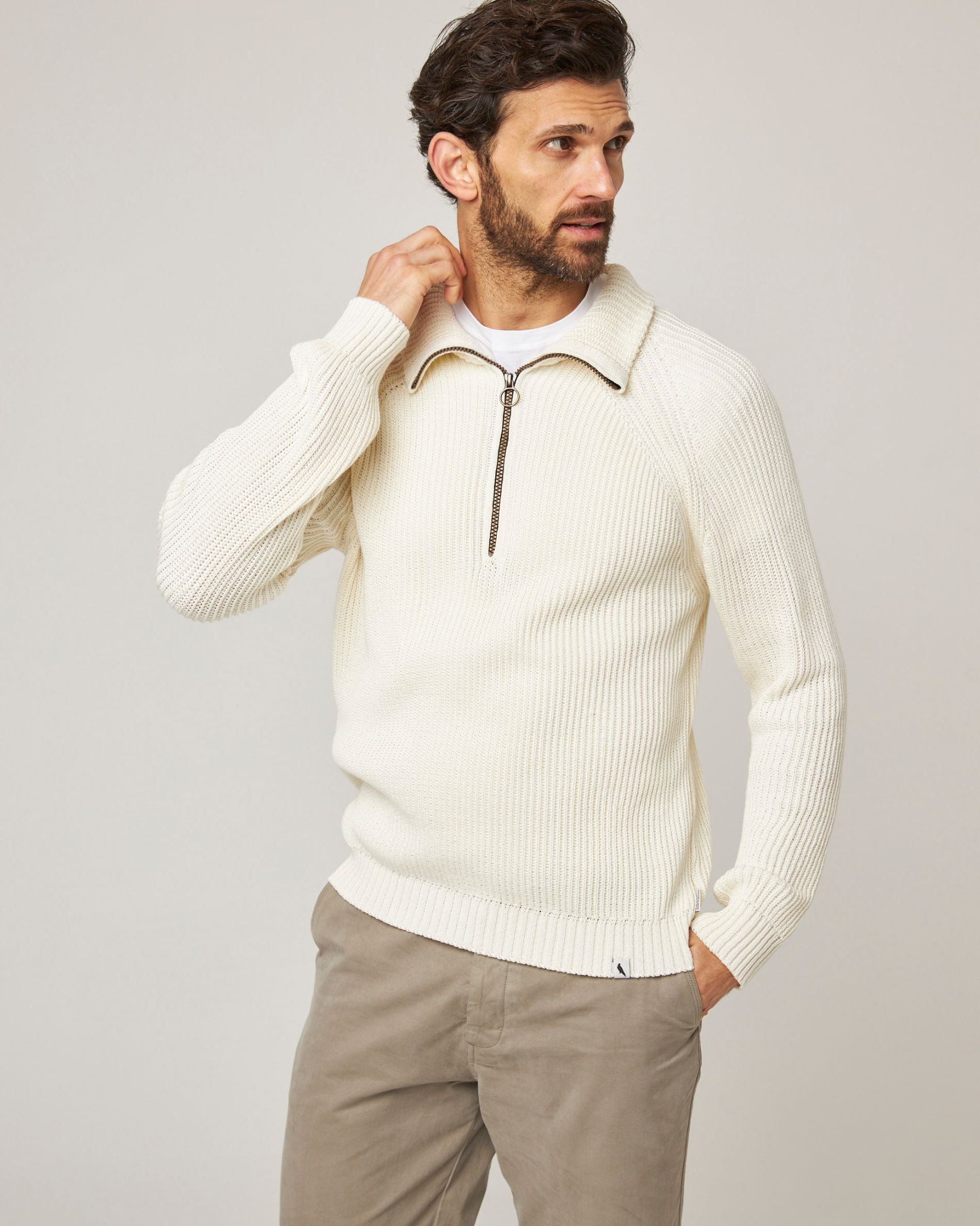 Peregrine Felix Quarter Zip Pullover Navy M Baumwolle
