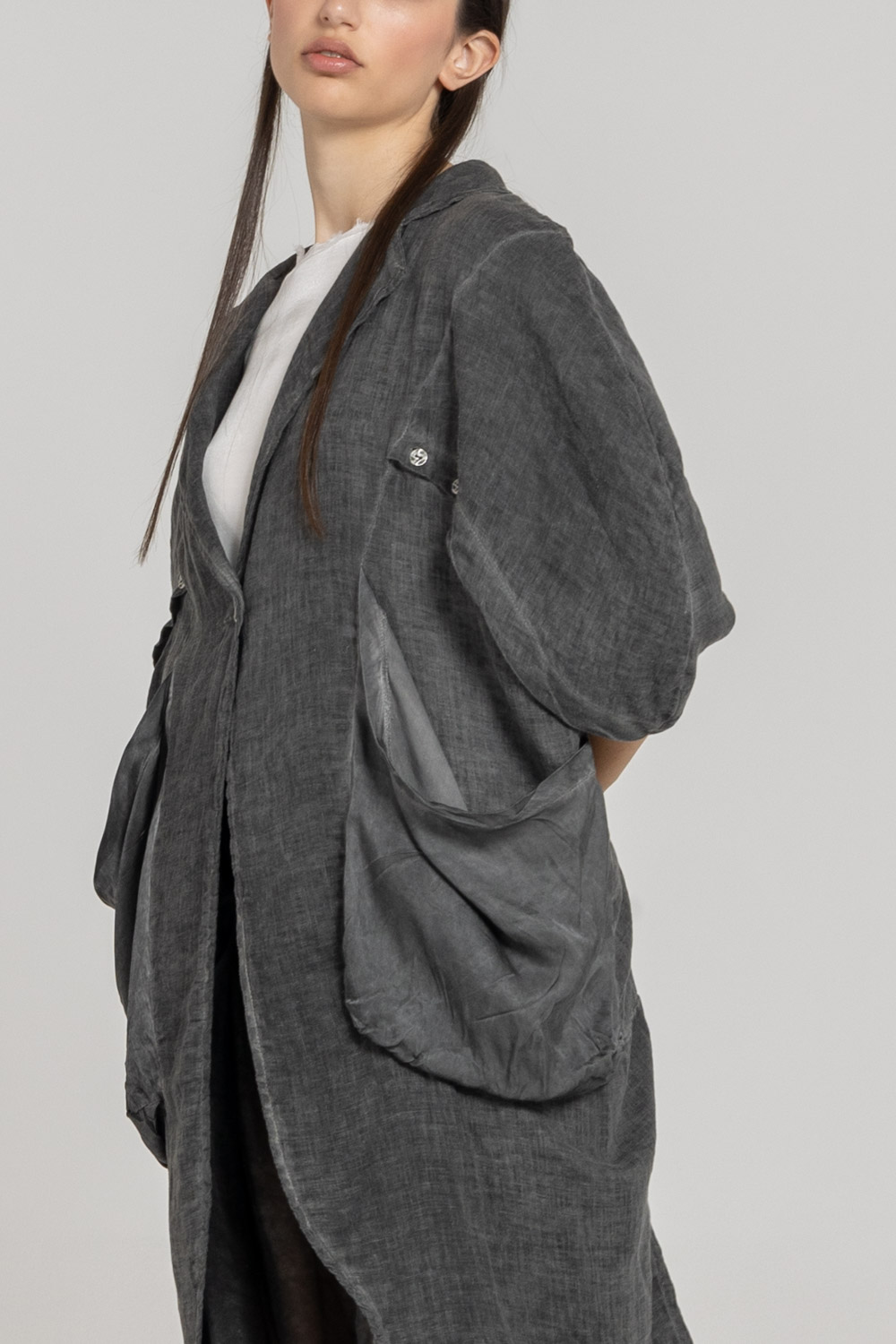 Sanctamuerte Capispalla Kimono Blazer Over Blazer Leinen