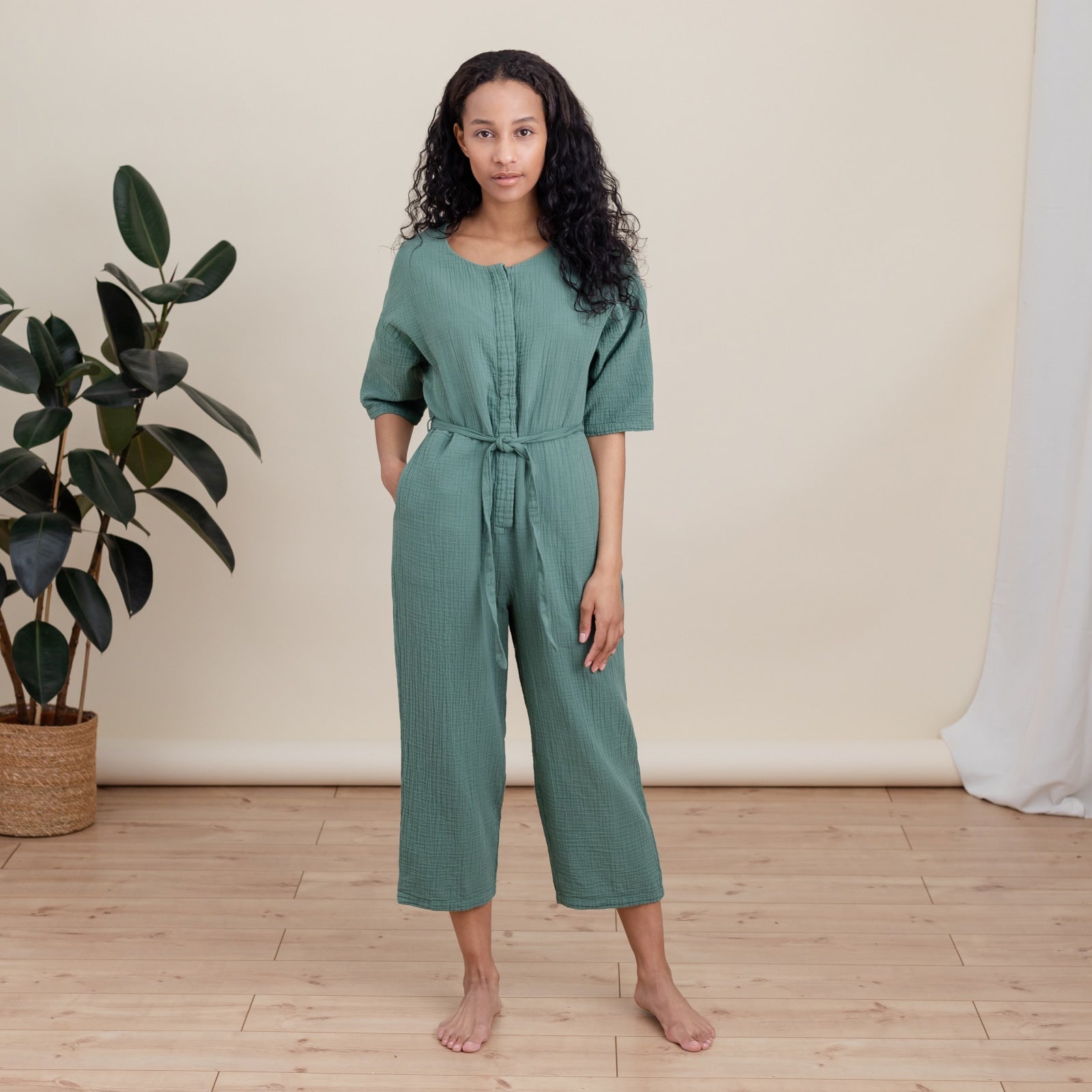 NORDLICHT Linn Musselin Jumpsuit Bio-Baumwolle Gr. M