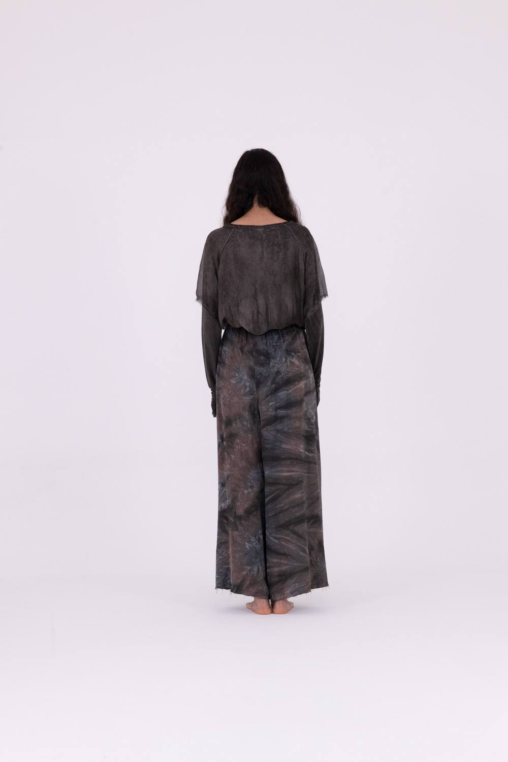 Sanctamuerte Pantaloni Palazzo Hose Viskose-Satin Batik