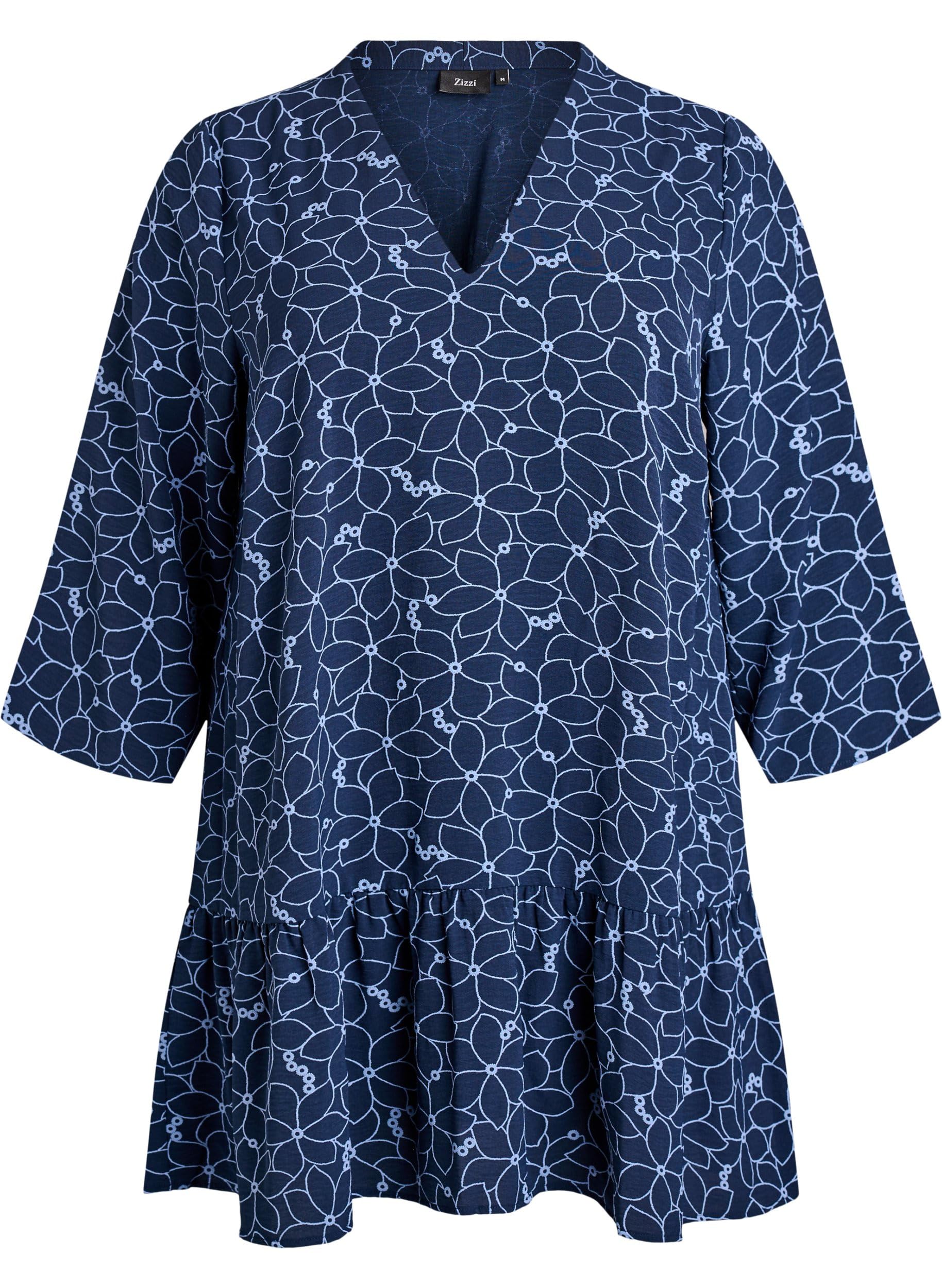 Zizzi Tunika Damen 3/4 Ärmel Blumenmuster große Größen