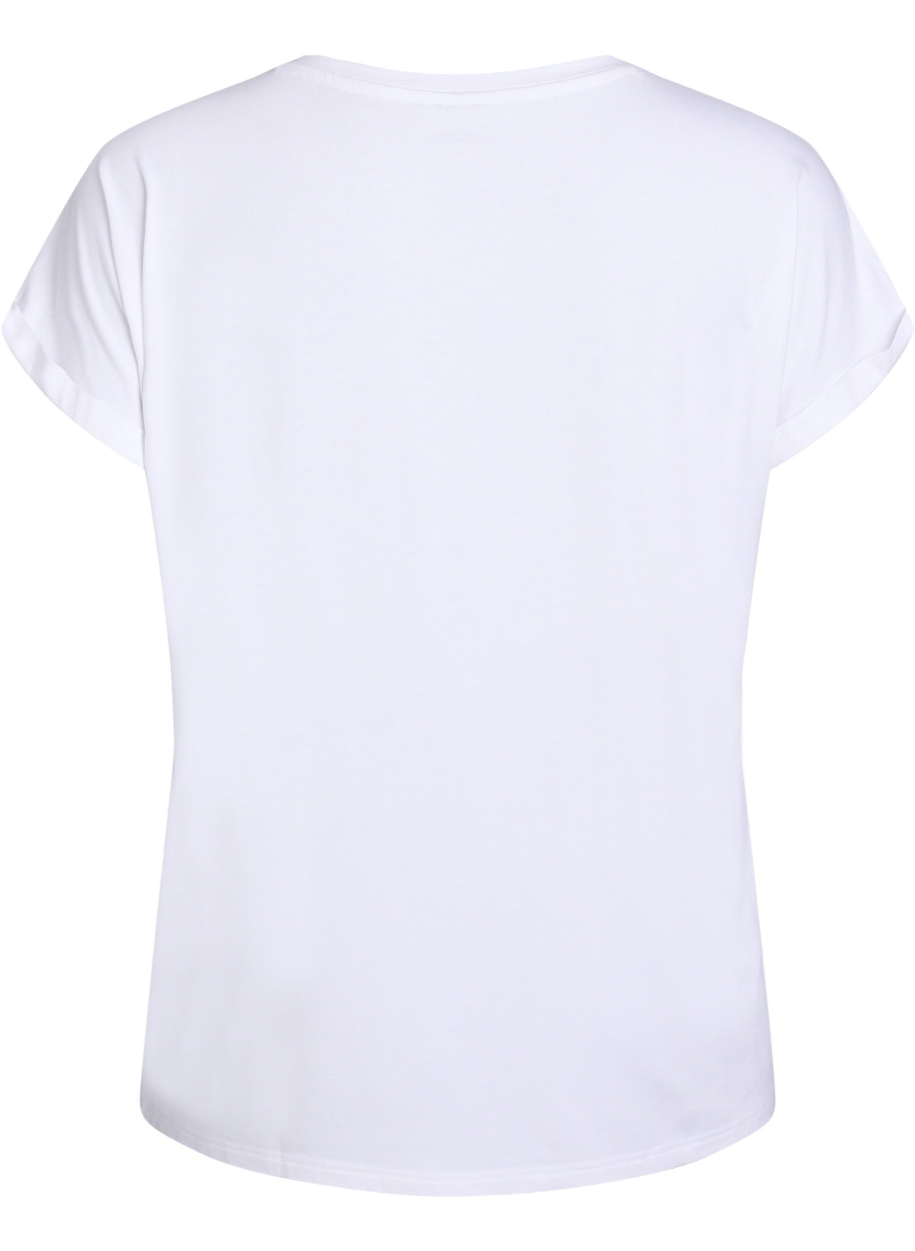 Zizzi T-Shirt Rundhals Viskose Bright White 54-56 Große Größen