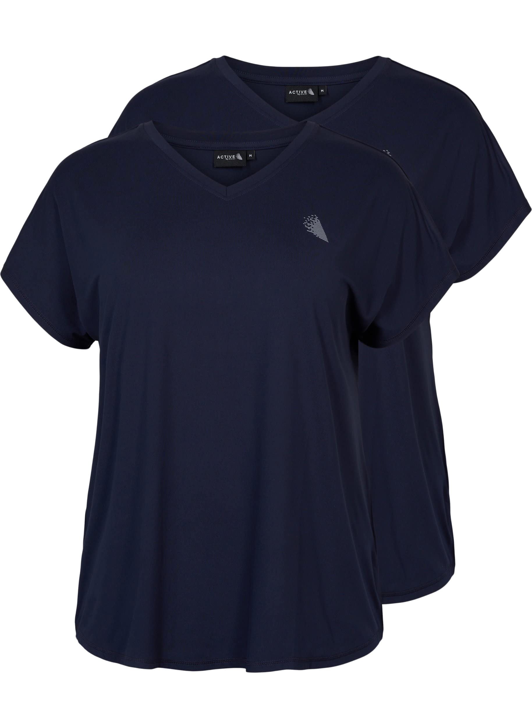 Active by Zizzi T-Shirt V-Ausschnitt 2er-Pack Sport