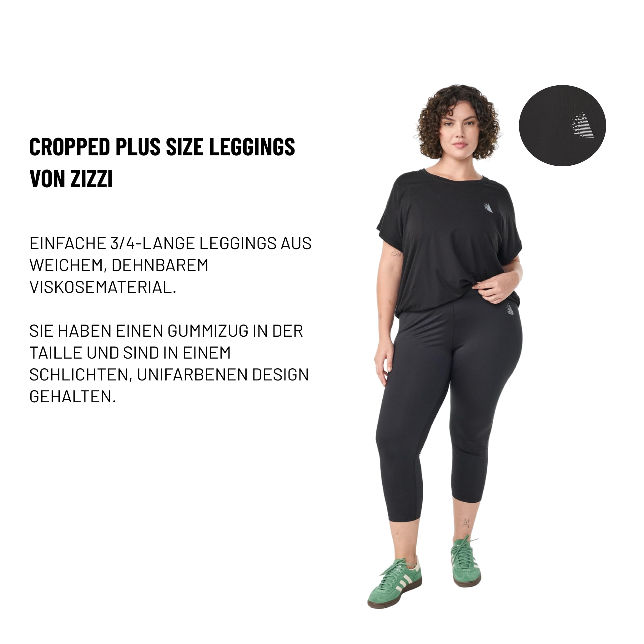 Zizzi Activewear Capri Sport-Leggings 3/4 Schwarz 50-52