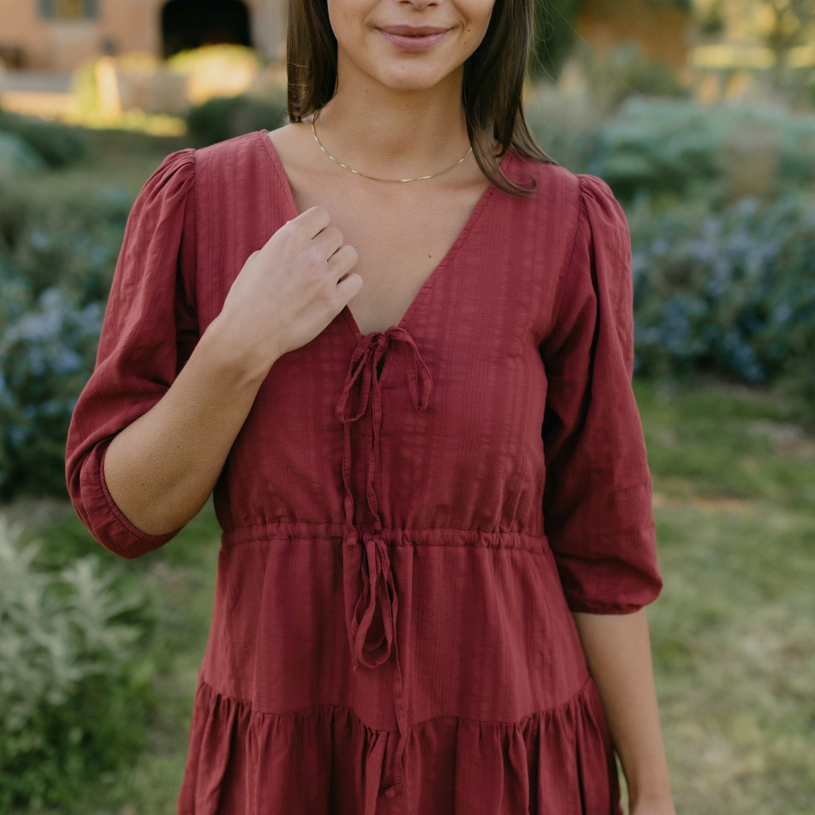 NORDLICHT Kaja Jacquardkleid Rot Bio-Baumwolle