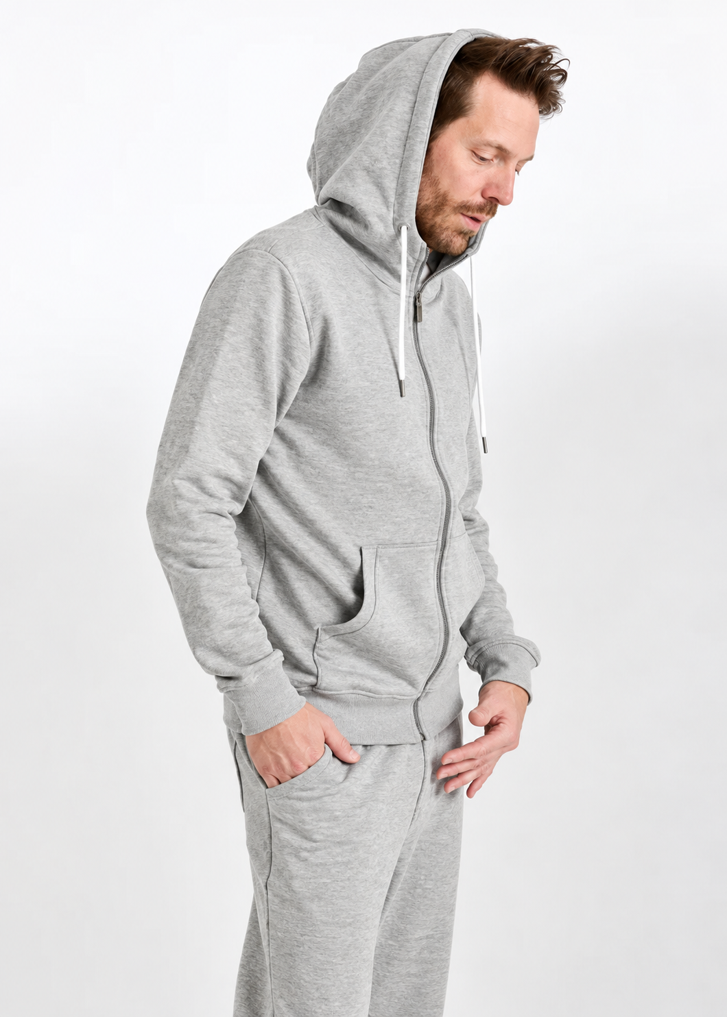 Wijld Leon Gray Melange Herren Sweatjacke Kapuze