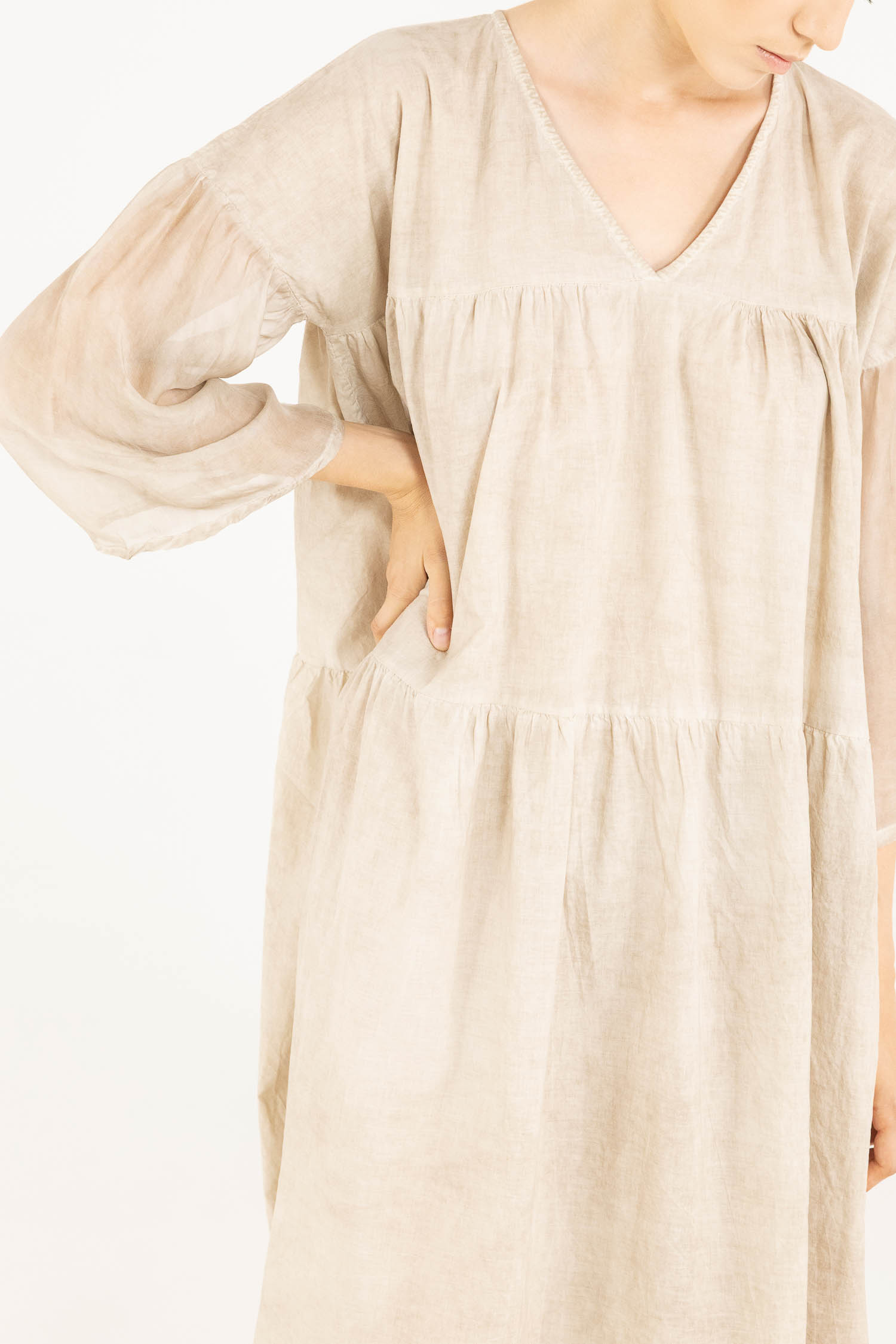 Sanctamuerte Abiti Maxi Abito Maxikleid Rüschen Baumwolle