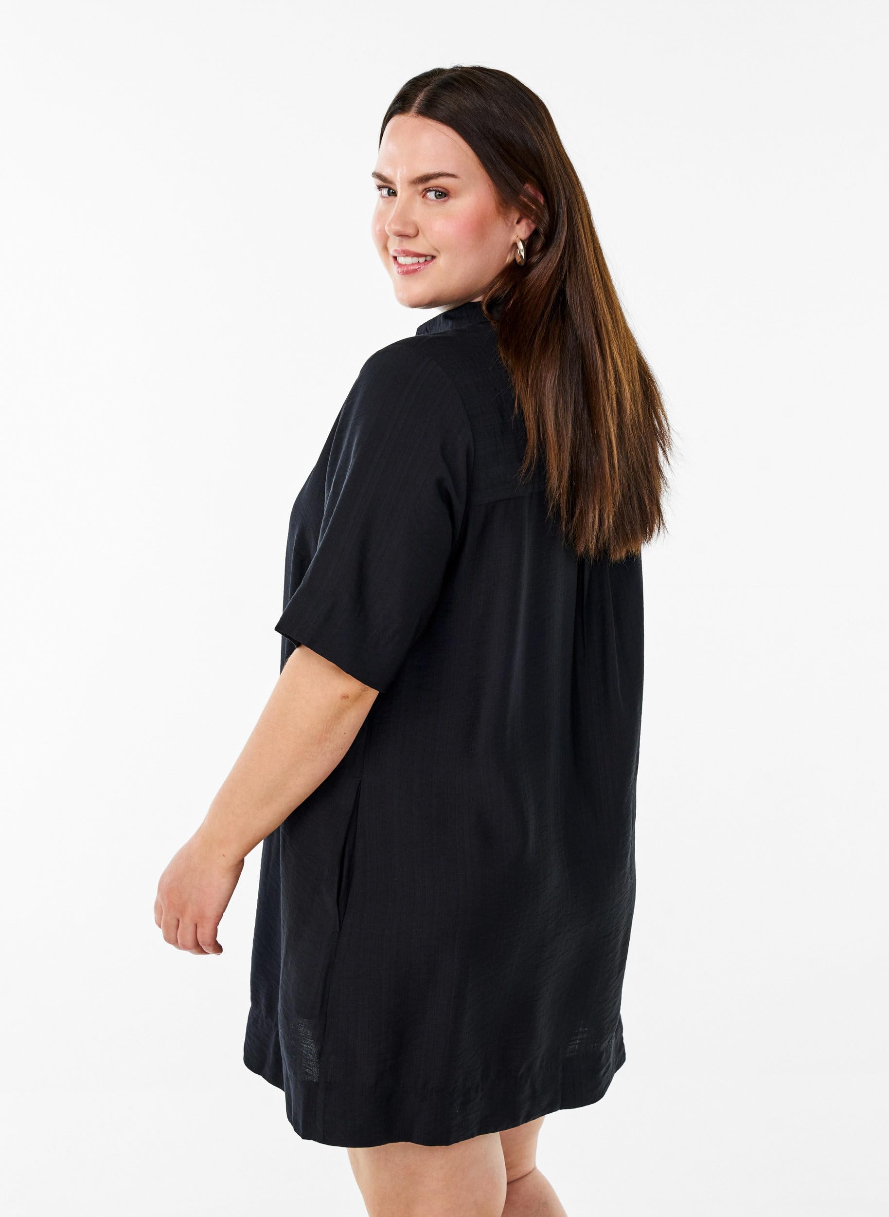 Zizzi Tunika Kurzarm Viskose-Shirt V-Ausschnitt Große Größen