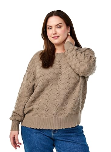 Zizzi Strickbluse Baumwollmix Desert Taupe Gr.50-52