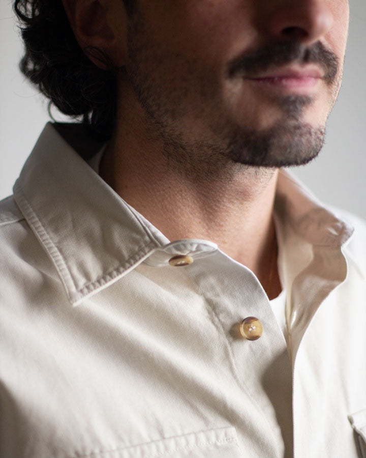 NIKIN TreePlanter Overshirt Workwear Shortsleeve White Sand Hemd