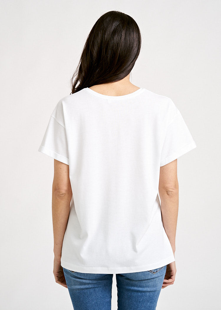 Wijld Jana Damen T-Shirt Whiteblue Holz Slim