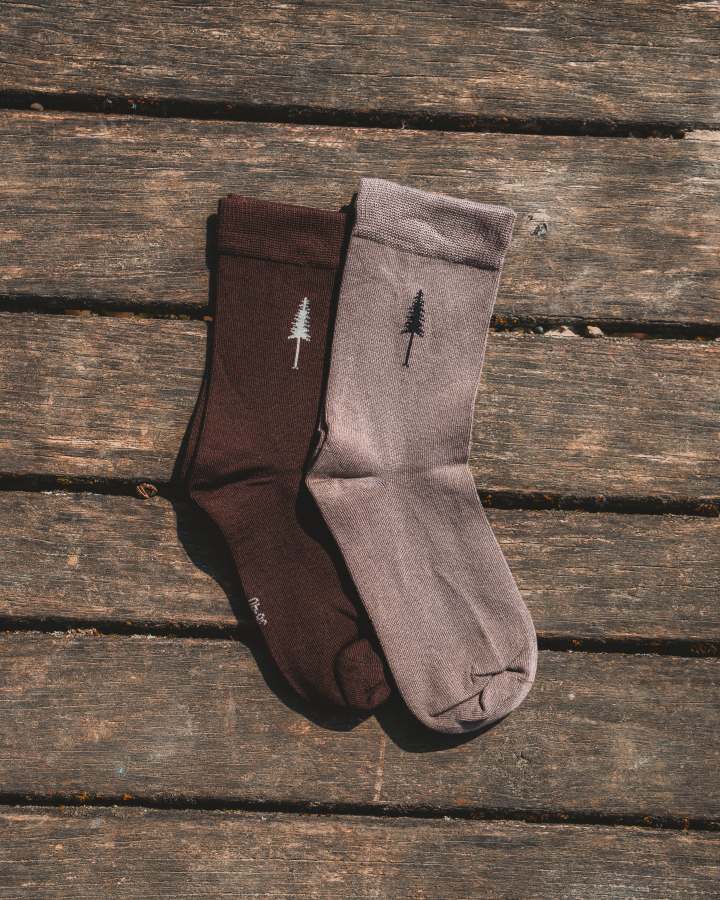 NIKIN TreeSocks Socken 2er Ash Taupe-Dark Oak – Tencel