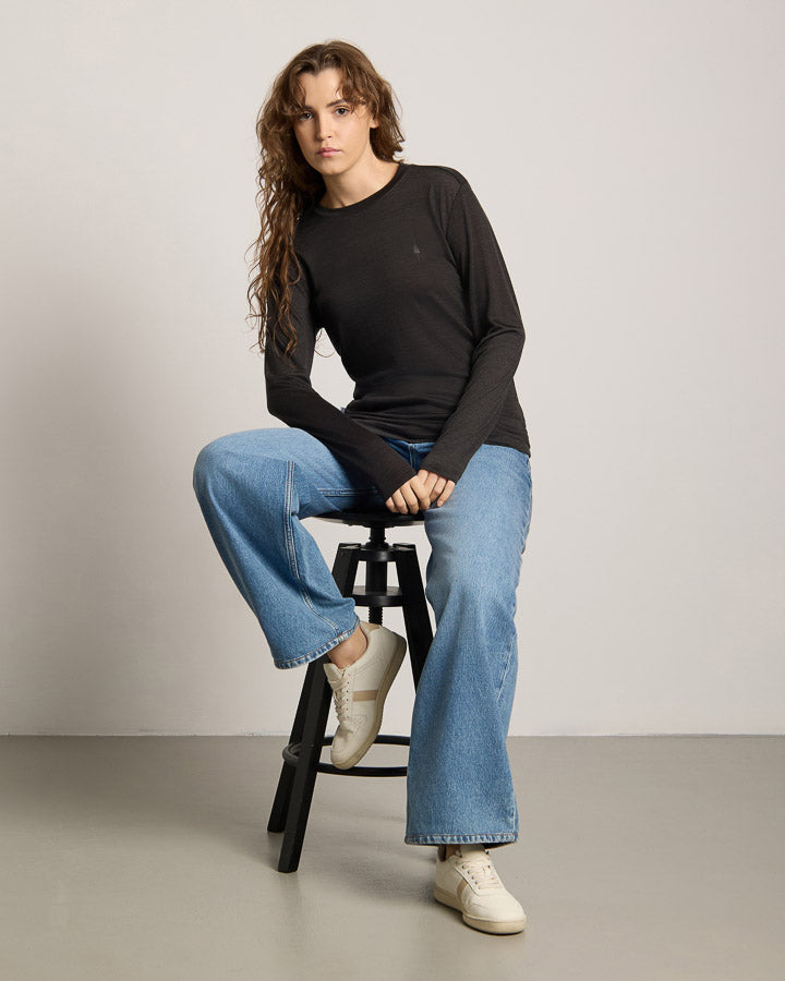 NIKIN TreeShirt Longsleeve Wool Slim Anthrazit Mel