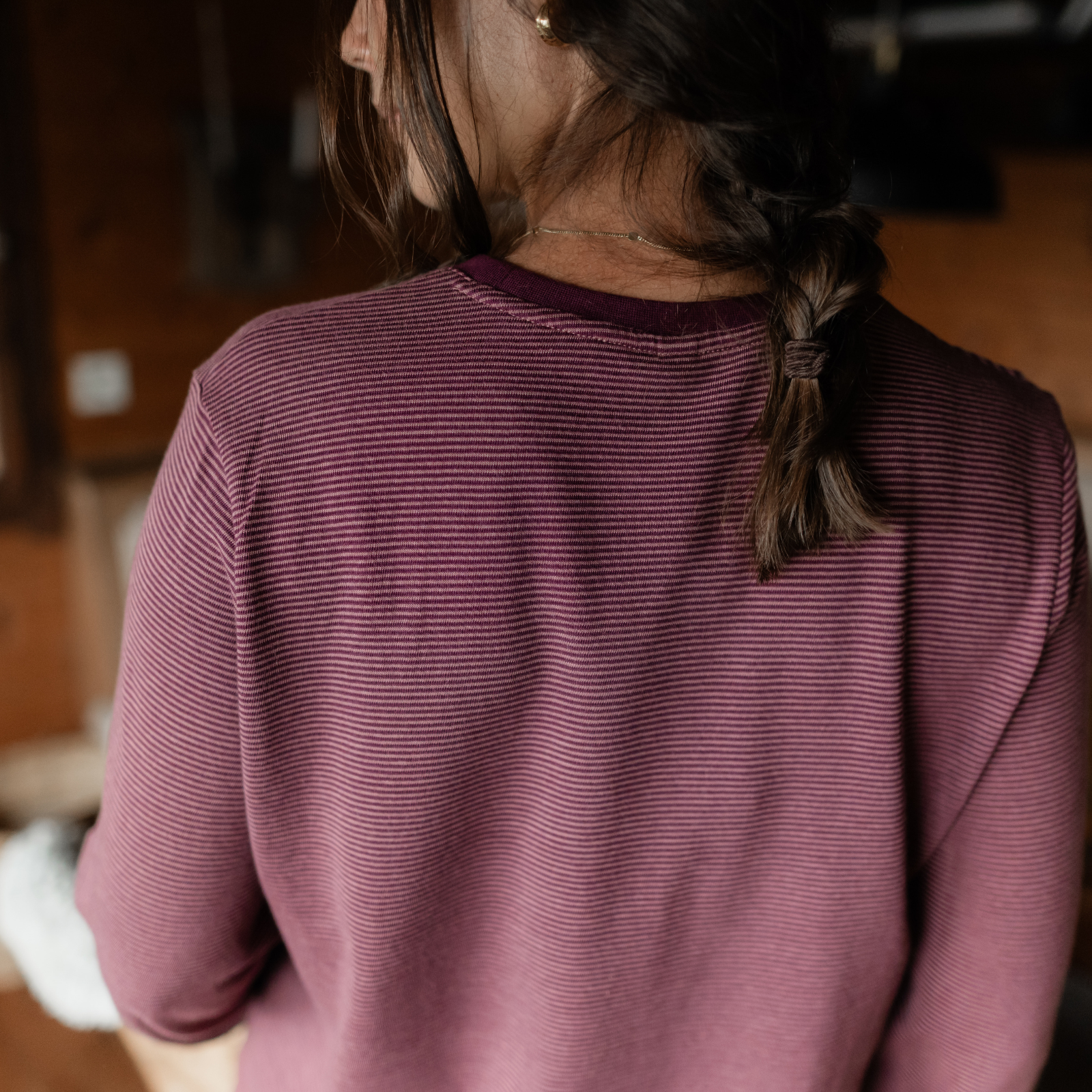 NORDLICHT Alva Oversize Langarmshirt Cherry Streifen