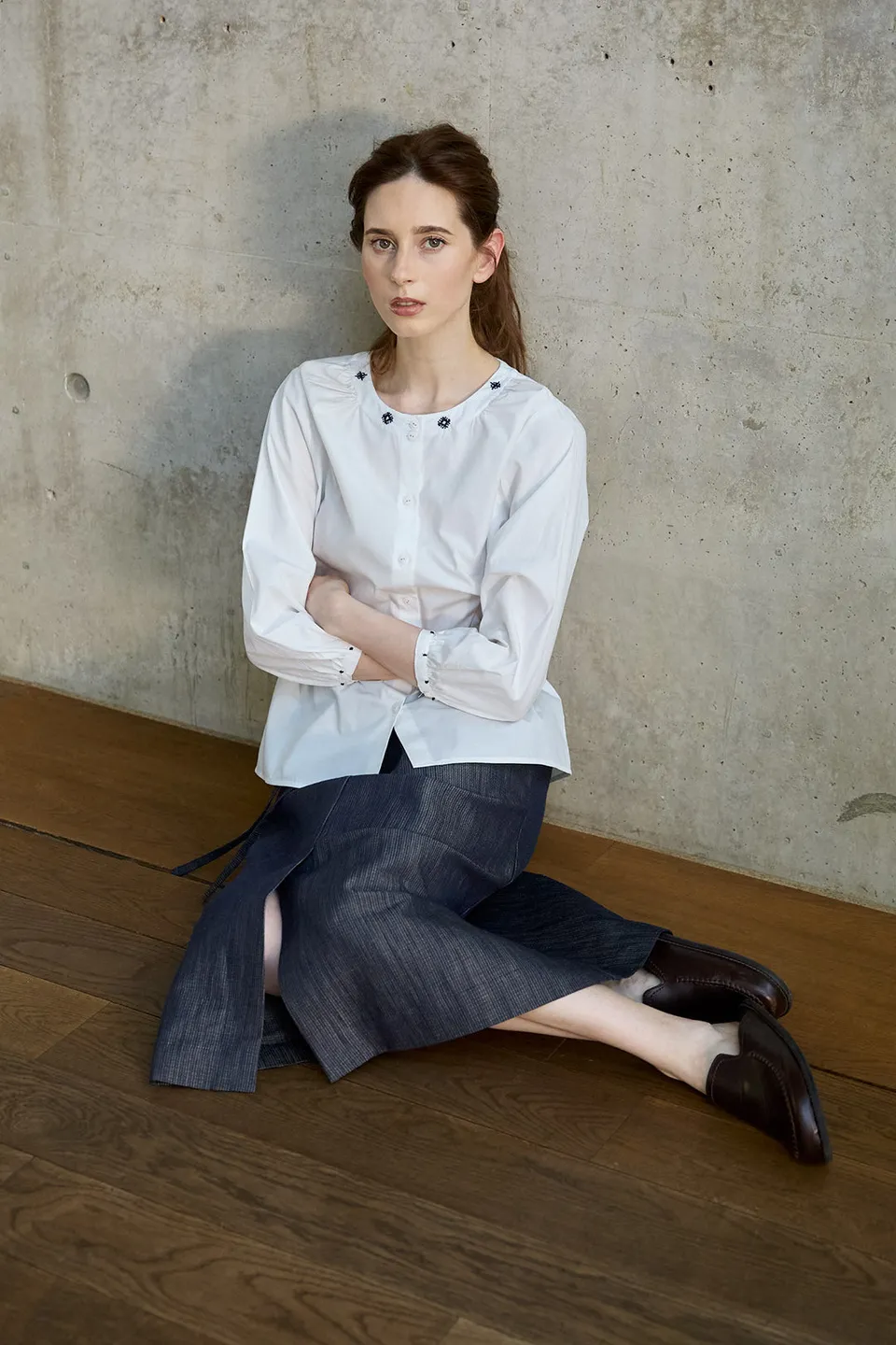Christiane Strobel Oberteile VIOLA Bluse Bio-Baumwolle Stick