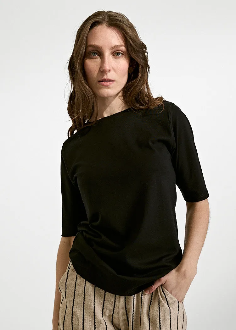 Wijld Lola Damen Woodshirt Black Basic Lyocell-Bio-Shirt