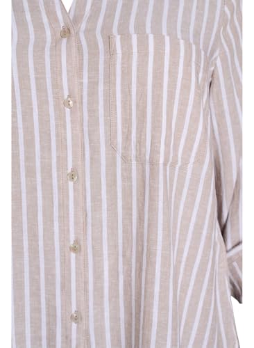 Zizzi Blouses Hemd 3/4-Ärmel Leinen-Viskose Gr. 42-60