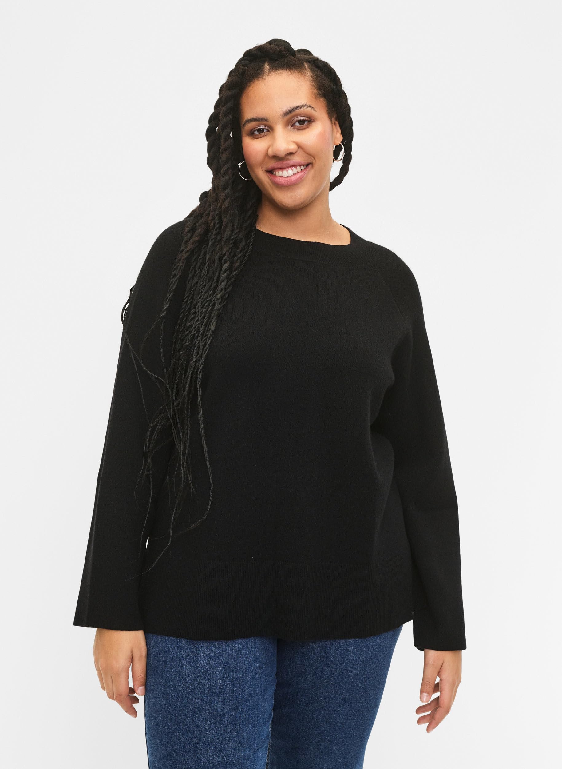 Zizzi Cardigans Pullover Ecovero Viskose Streifen Plus Size