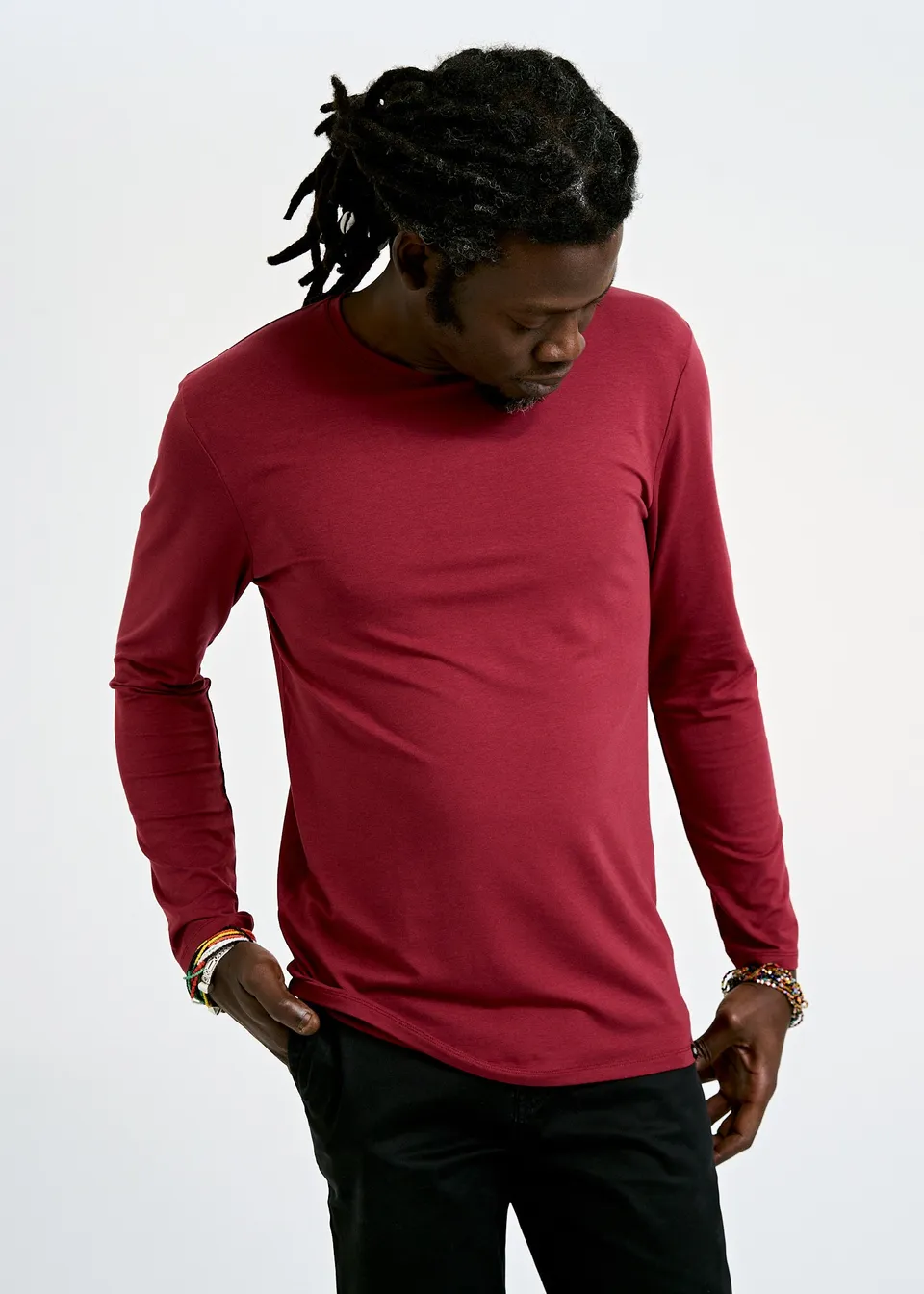 Wijld David Langarmshirt Tibetan Red Herren Lyocell