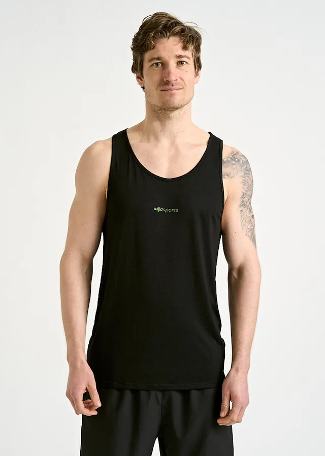 Wijld Peter Sport Tank Top Herren Schwarz Grün Lyocell