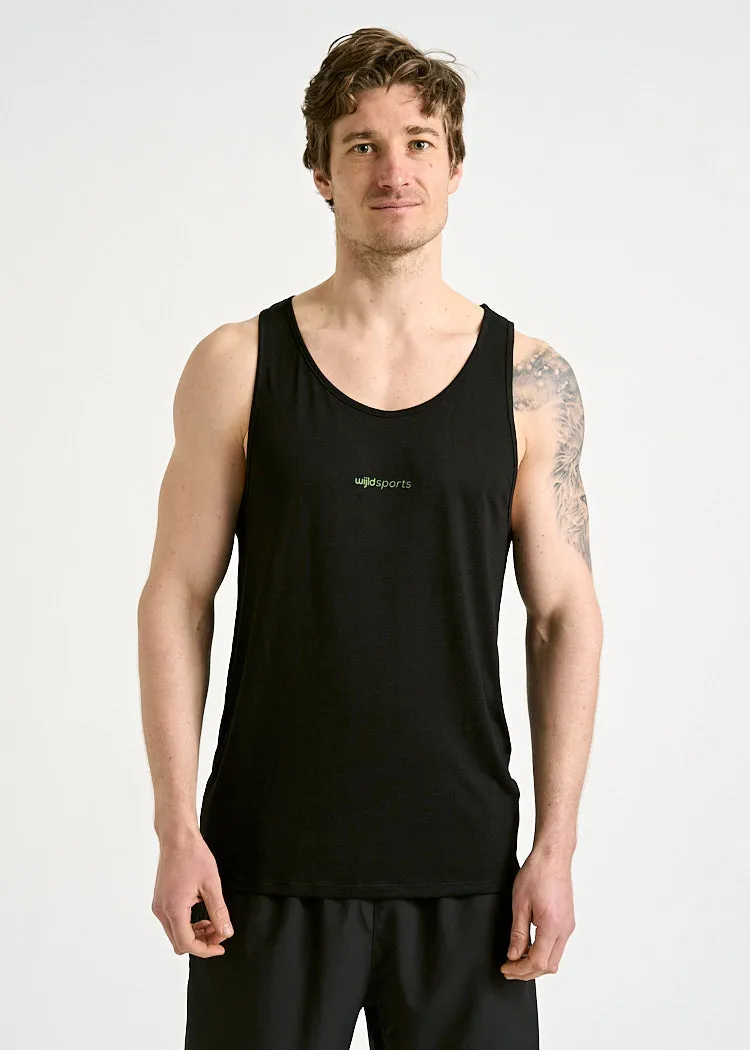 Wijld Peter Sport Tank Top Herren Schwarz Grün Lyocell