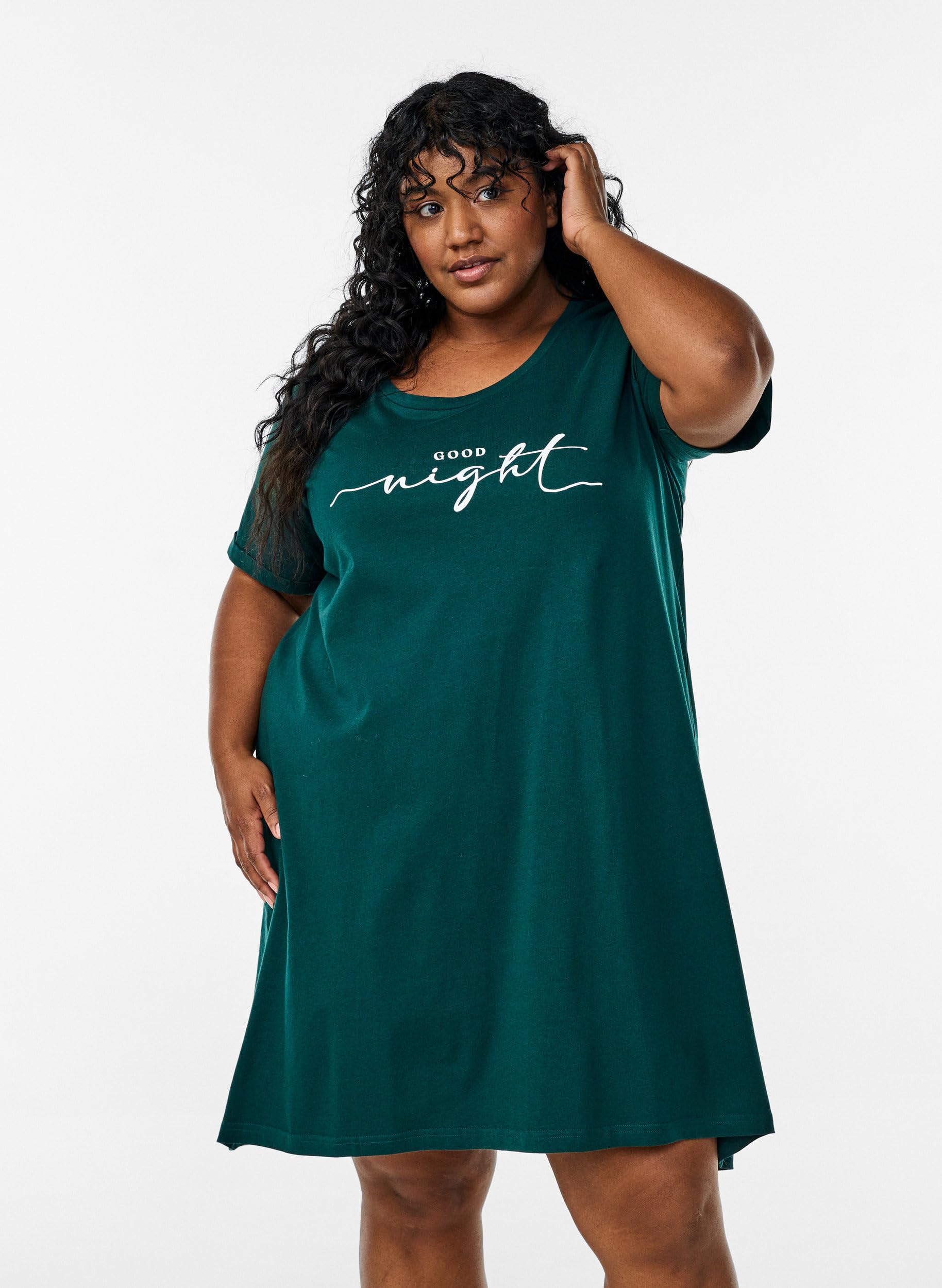 Zizzi Nightwear Nachthemd Bio-Baumwolle Kurzarm Druck