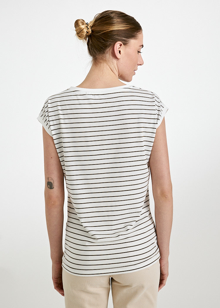Wijld Elena Thin Stripes Olive Damen Shirt aus Holz