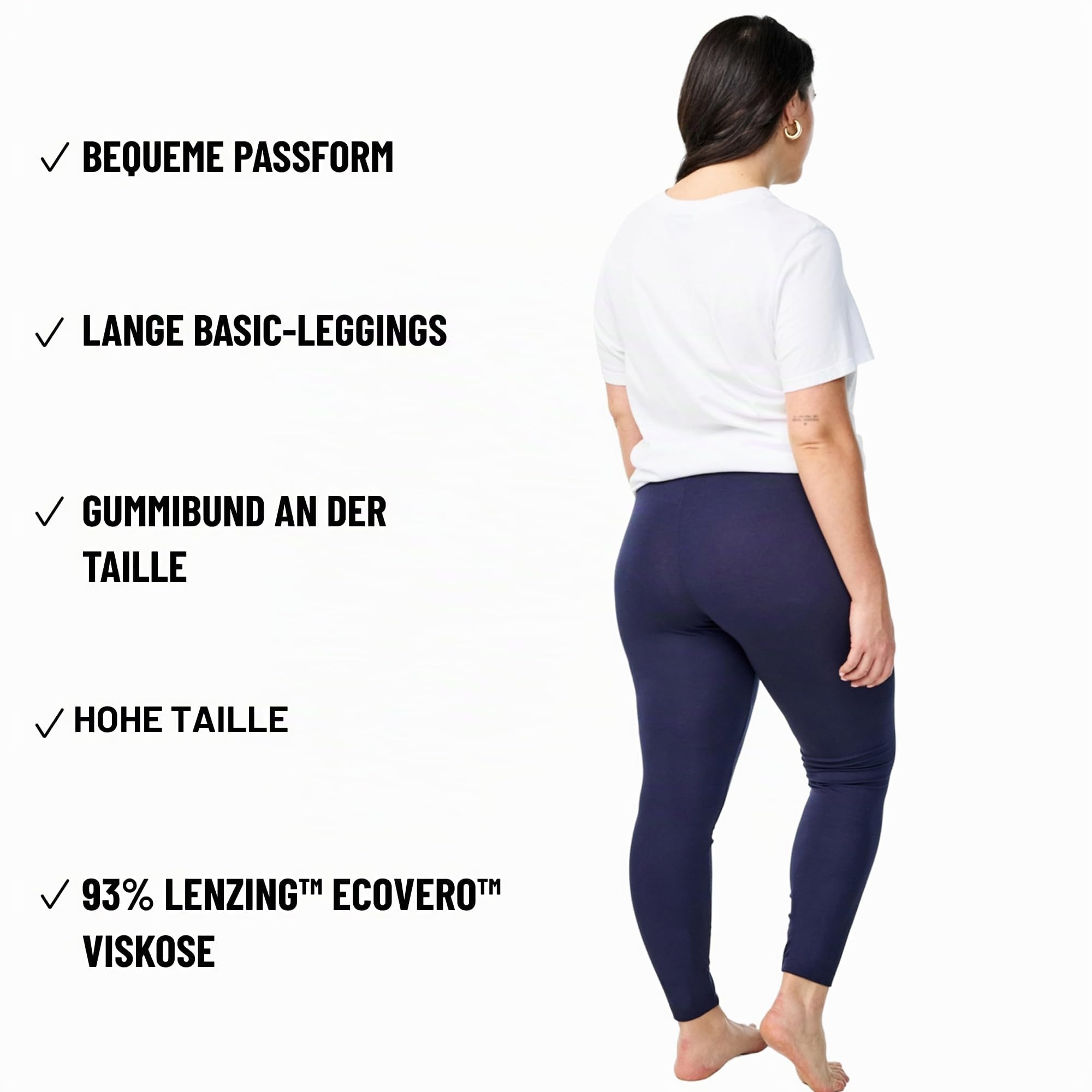 Zizzi Basic Leggings Damen große Größen Viskose lang