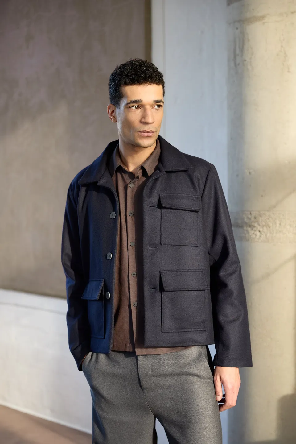 Christiane Strobel LEON Jacke recycelte Wolle Gr. S Dark Blue