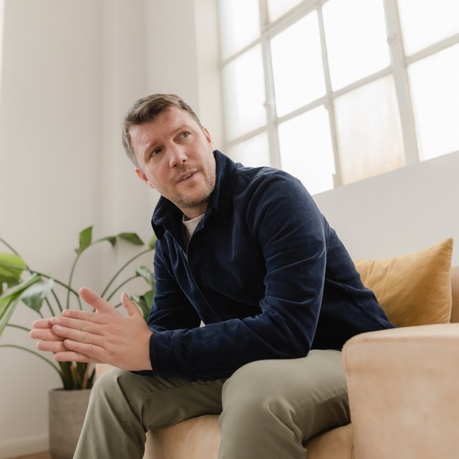 NORDLICHT Emil Cordhemd Herren Blau L Bio-Baumwolle