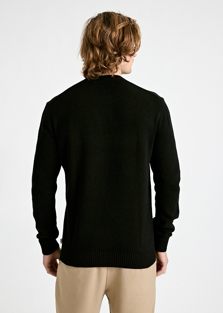 Wijld Emil Nero Herren Strickpullover schwarz Wolle