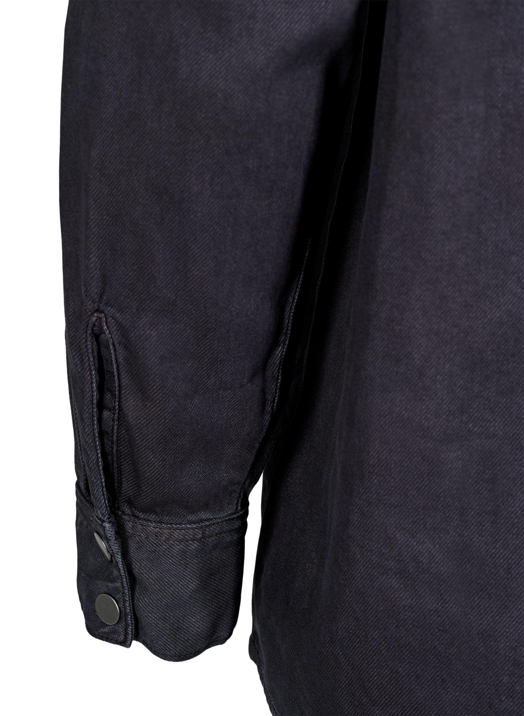 Zizzi Hemd Kragen Langarm Black Washed große Größen Bluse
