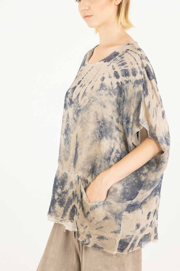 Sanctamuerte T-Shirt Over Langarm Viskose Seide Batik